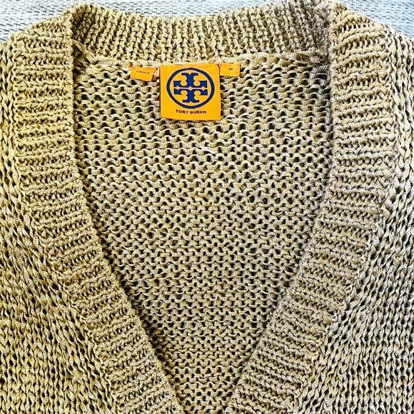 Tory Burch Gold Metallic Cardigan - Picture 4 of 6
